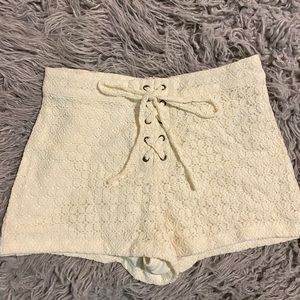 Crochet Shorts with Lace-Up Detail